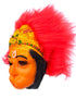 BookMyCostume Hanuman Ji Face Mask with Crown Design & Red Faux Hair – Rubber Devotional Mask for Ramayana Plays, Festivals & Fancy Dress | Fancy Dress Accessory For Role Plays | Adult